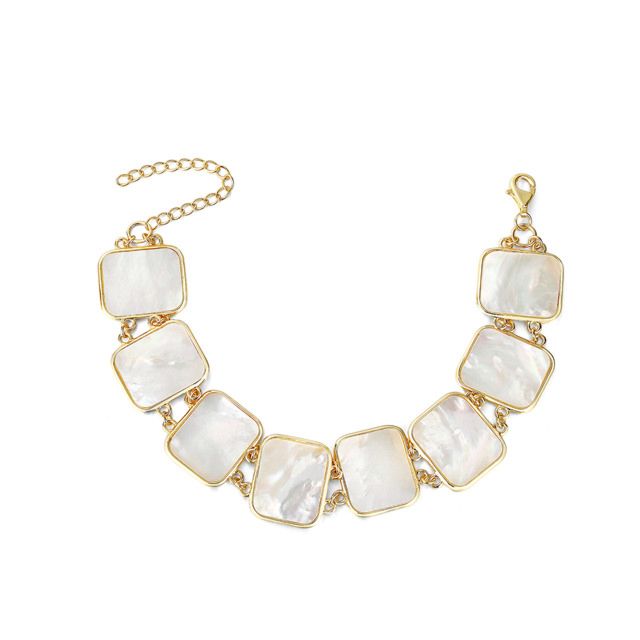 925 Sterling Silver Luxury Adult Freshwater Mother of Pearl Gold Plated Handmade Unique Jewelry Women Bracelet