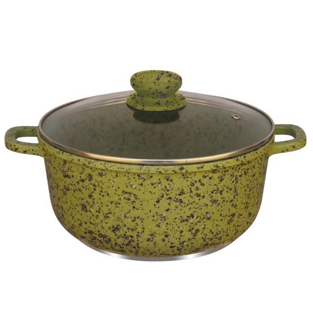 Die Cast Aluminium Granite Casserole Pot Set with Glass Lid Cover