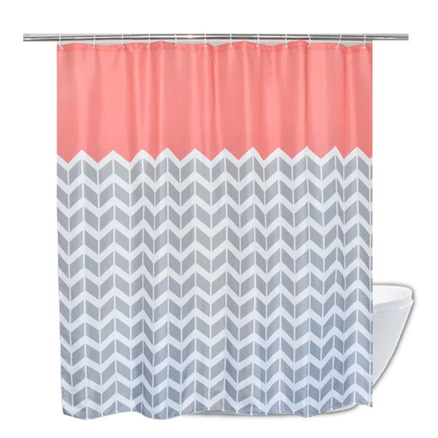 Grey and White Zig Zag Striped Pattern Polyester Fabric Customized Design Shower Curtain