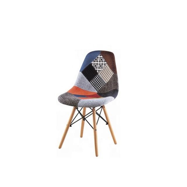 Patchwork Fabric Armless Wood Leg Modern Restaurant Chair