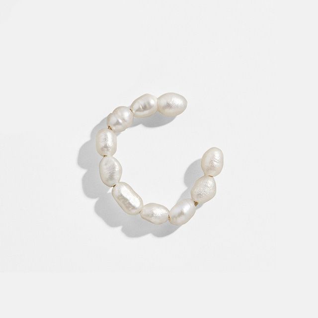 Pearls Ear Cuff Boho C-Shape Imitation Pearl Circle Clip Women Girl round Elegant Earrings Party