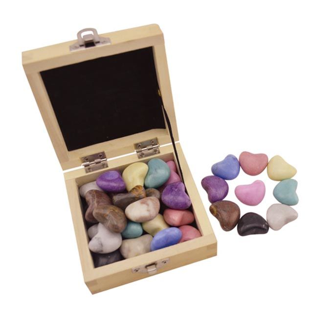 marble heart with wooden display box