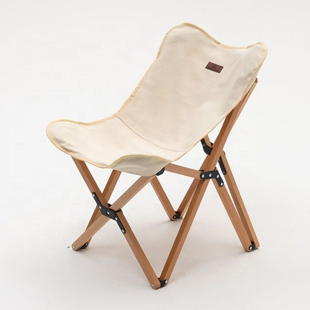 Style Foldable Outdoor Beech Wood Sling Beach Chair Picnic Leisure Camping Chair