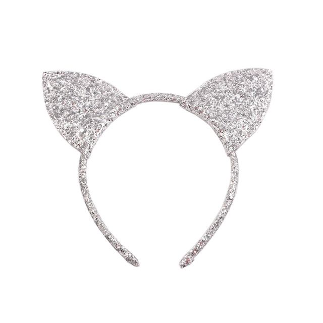 Sweet Sliver Glitter Cat Ear Headband Halloween Headband Animal Headband
