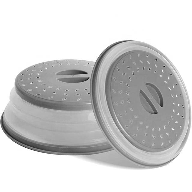 Vented Collapsible Microwave Splatter Proof Food Plate Cover with Easy Grip Handle Wash Vegetables Fruits