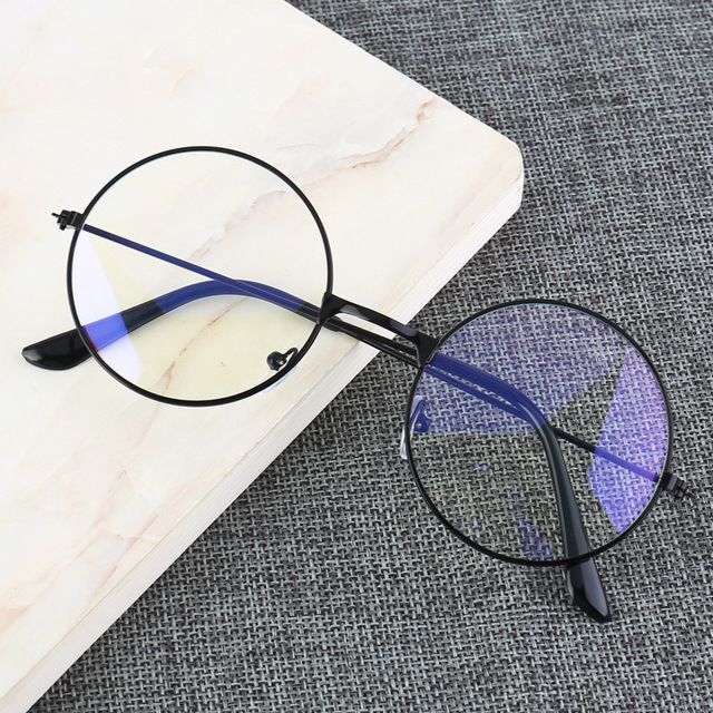 Vintage round Metal Frame Blue Light Blocking Personality College Style Clear Lens Eye Glasses