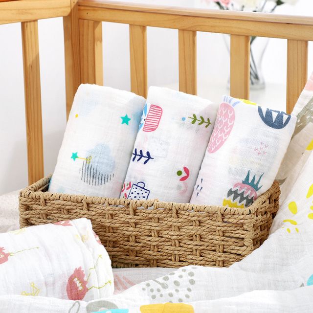 Cartoon Printing 100% Organic Cotton Muslin Baby Swaddle Blanket