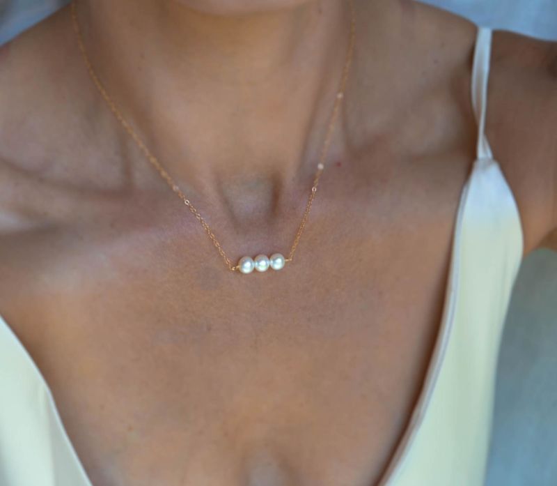 Natural Pearl Necklace Three Pearl Necklace Gold Pearl Choker