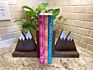 Heavy Duty Non Slip Rustic Woodland Mountain Wooden Book End for Cabin Decor