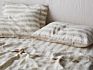 Us Size Natural Stripe Linen Color Stonewashed 100% Pure Linen Sheet Set with 1 Flat Sheet 1 Fitted Sheet 2 Pillowcases