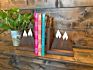 Heavy Duty Non Slip Rustic Woodland Mountain Wooden Book End for Cabin Decor