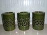 round Candle Warmer Green Ceramic Electric Fragrance Tart Warmer Hollowed Out Scented Burner for Home Decoration