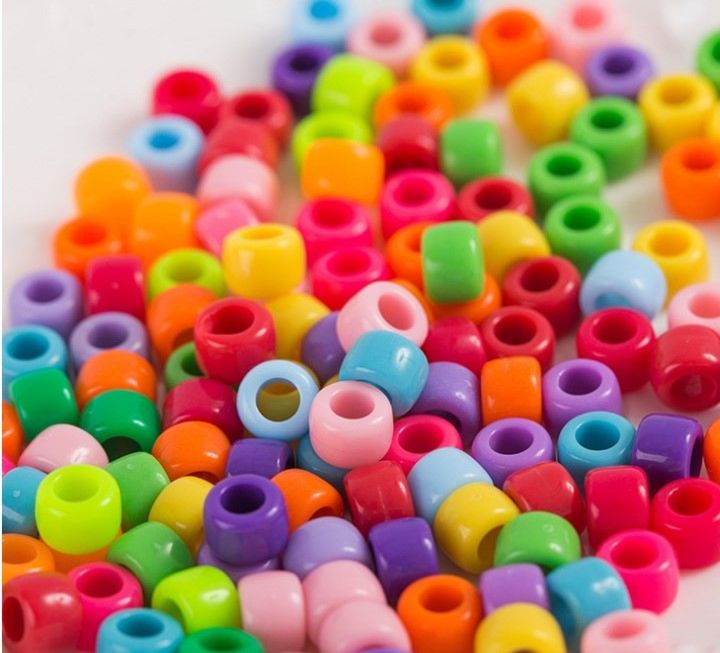 1000 Pcs Craft Diy Beads Set Plastic Rainbow Beads in Mix Colors Pony Beads for Bracelets Jewelry Making Diy Gift for Children