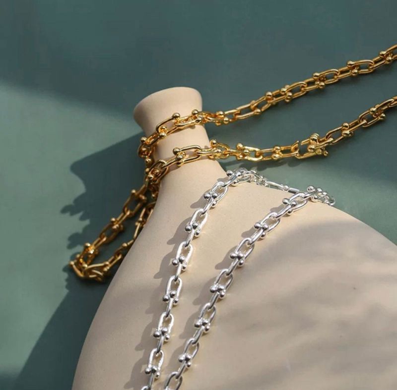 Xuqian Gold Plated Chunky Curb Chains for Women Bracelet Necklace Jewelry Making