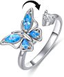 G418 Jewelry Personality Anti-Anxiety Fidget Rings Rose Flower Butterfly Women Spinning Ring