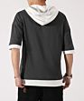 Men White Cotton Short Sleeve Lightweight Hoodie with Pockets