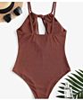 One Piece Swimwear Solid Color Swimsuits Front Cut Out Bikini High Elasticity Fabric Tight Swimming Suits