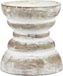 Antique White Wooden Pedestal Decor Candle Holder Vintage Seaside Pillar Stand for Dining Table Centerpiece Coffee Table Small
