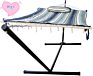 Wq 2 Person Hammock with Cotton Rope Quilted Fabric Pad Hardwood Spreader Bar Hammock with 12 Ft Stand