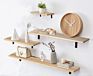 Handmade Set of 3 Creative Floating Rustic Solid Wood Wall Mount Shelf