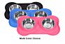Luxury Silicone Bone Shaped Pet Twins Double Stainless Steel Dog Melamine Bowl for Food Water