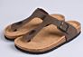 Top Men Buckle Straps Cork Sole Slip Slippers Sandals with Cow Leather Feet Bed