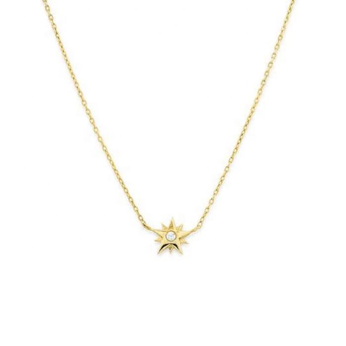 925 Sterling Silver Cz Star Choker Necklace Lyn0713