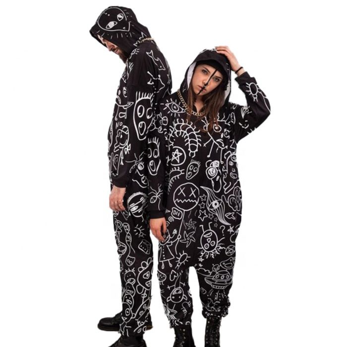 Adult Onesie Pajama Hooded Onesie All over Print Hoodie Pajamas