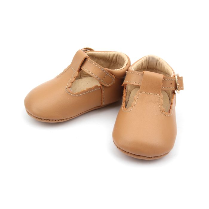 Beibeinoya Soft Leather Toddler T Bar Pram Shoes with Stripe Dress Baby Shoes