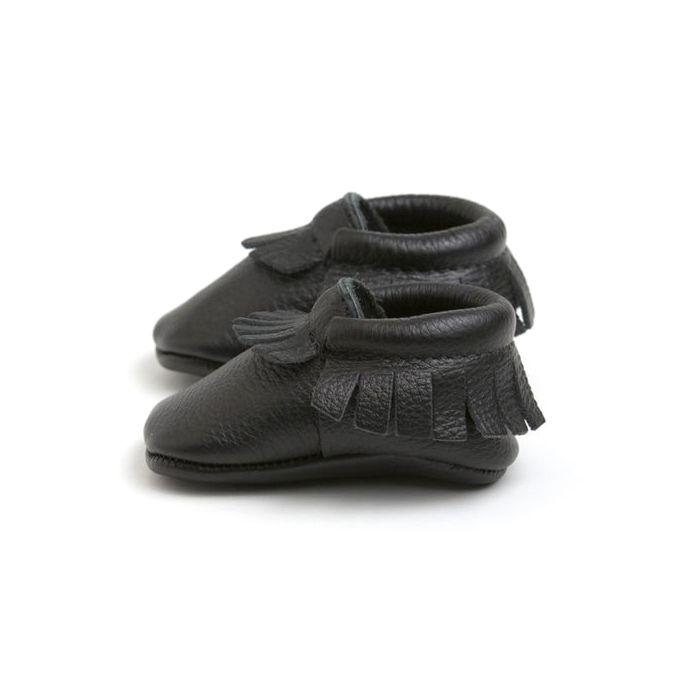 Customized Black Color Toddler Moccasins Shoes Soft Leather Baby Moccasins