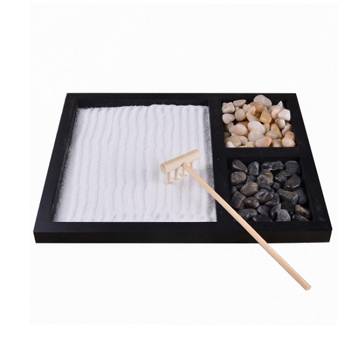 Design Resin Zen Sand Garden with Rock Kit for Tabletop Decoration Gift Souvenir Light Luxury