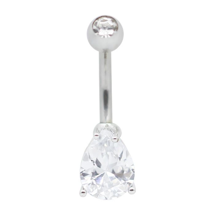 Double Zircons Drop Tear Design Mistletoe Belly Piercing Surgical Steel Belly Rings Jewelry