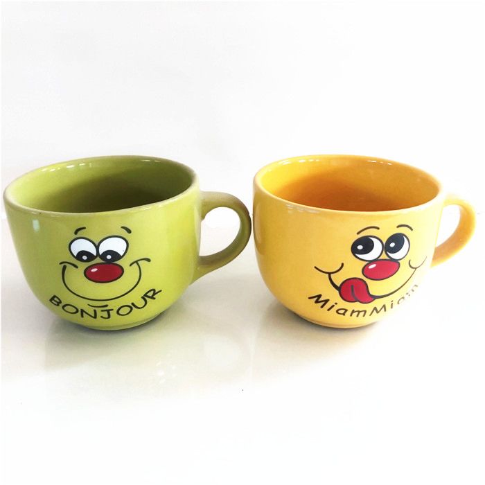 Light Color Ceramic Dinnerware Emotion Ceramic Big Soup Mug
