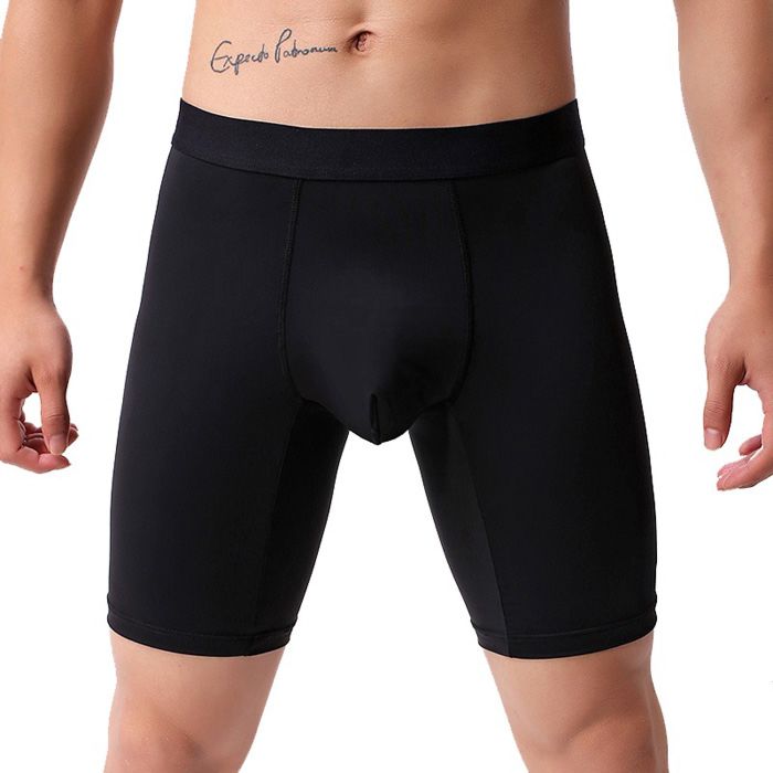 Men's Boxer Brief Long Leg Breathable Ice Silk Soft Underwear