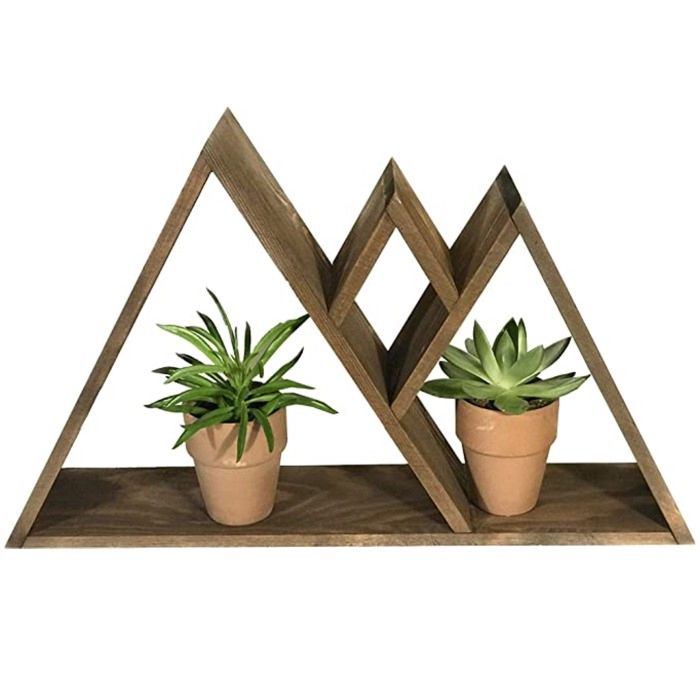 Mountain Hanging Decor for Wall or Table Top Rustic Wood Triangle Shelves Floating Shelf Home Decor