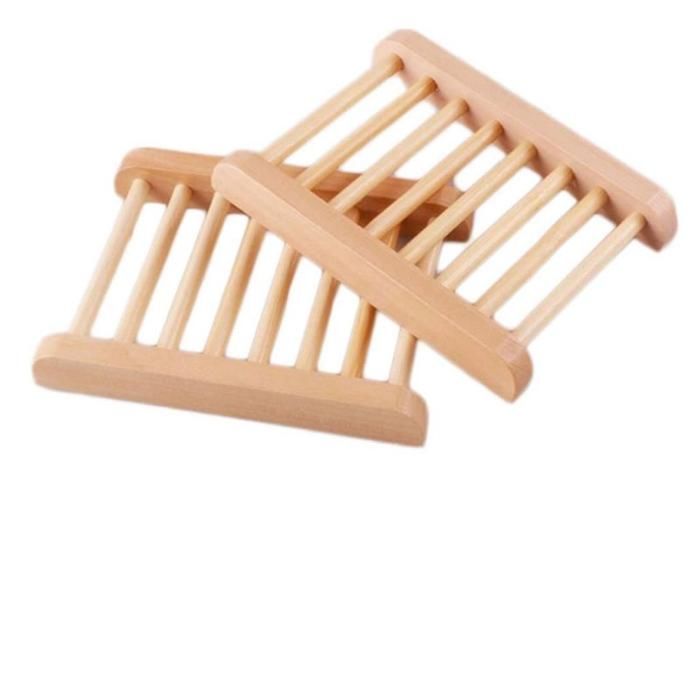 Natural Kitchen Retro Bamboo Wooden Soap Tray Bathroom Holder Dish Box Rack