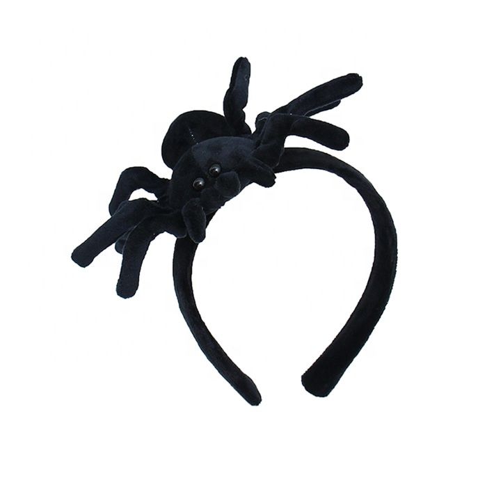 Theme Park Black Spider Hairband Plush Headband for Halloween