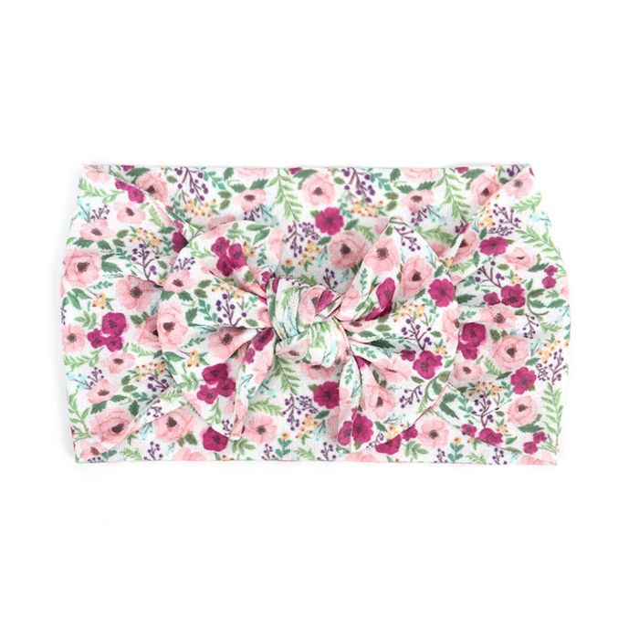 Top Knot Headband Girl Hair Fashion Flower Baby Turban Nylon Headwrap