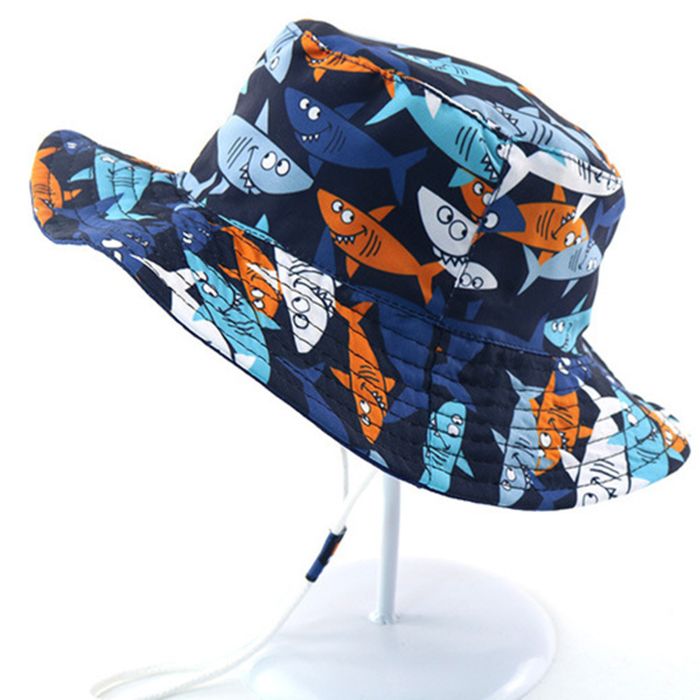 Cotton Soft Top Cartoon Animals Printed Baby Kids Sun Sunshade Fisherman Bucket Hat