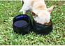 Wholesales Outdoor Travel Pet Dog Portable Collapsible Foldable Waterproof Fabric Canvas Dog Bowl Pet Outdoor Dog Double Bowl