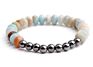 6/8/10Mm Raw Amazonite round Abacus Beads Stone Bracelet Gold Leaf Silver Cross Bracelet