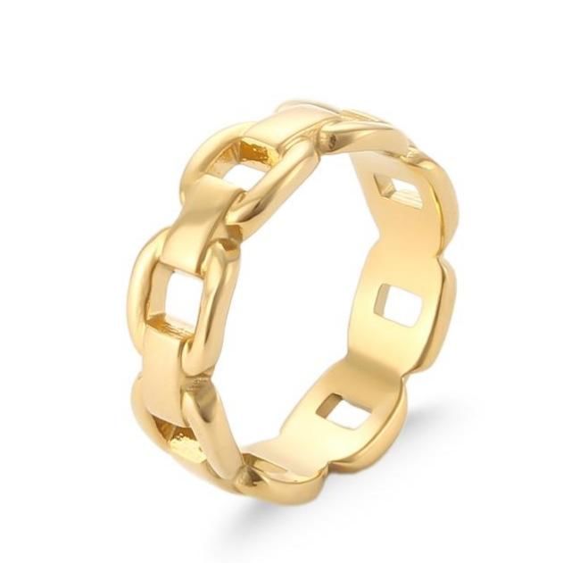 Unique Non Tarnish Jewelry Link Chain Rings Stainless Steel Jewelry 18K Gold Plated Knuckle Rings