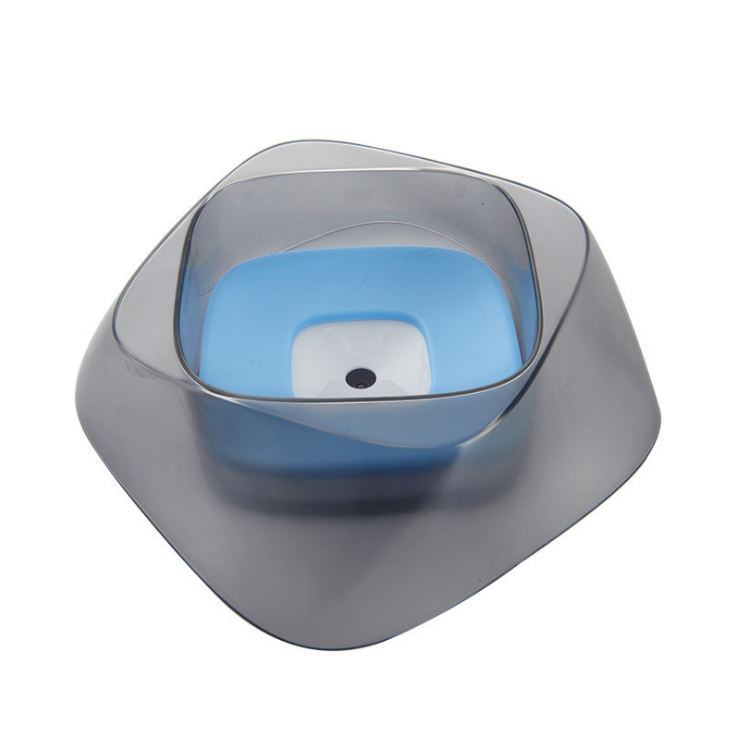 Dog Bowl Cat Bowl Button Automatic Water Refill Food All in One Transparent Grey Pet Bowl