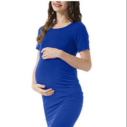 Women's Side Ruched Maternity Clothes Bodycon Dress Mama Casual Short Sleeve Wrap Dresses Womens Clothing plus Size