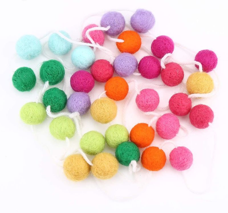 Rainbow Wool Felt Ball Garlands Felt Christmas Garland Pom Pom Garland for Home Decoration