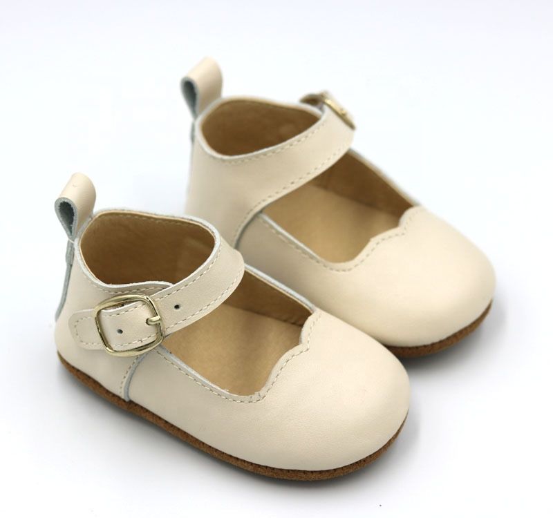 Reasonable Price Anti-Slip Cow Leather Cream Baby Infant Leather Mary Jane Toddler Shoes