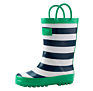 Children Rubber Waterproof Rain Boots with Easy on Handles Non-Slip Carton Printed Rain Shoes for Toddler and Kids