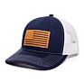 American Flag Genuine Leather Patch Mesh Back Trucker Hat - Adjustable Snapback Baseball Cap for Men & Women