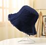 Washed Cotton Solid Color Blank Frayed Wide Brim Fringed Floppy Fisherman Bucket Hat