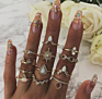 Boho Vintage Gold Star Knuckle Rings for Women Boho Crystal Star Crescent Geometric Female Finger Rings Set Jewelry